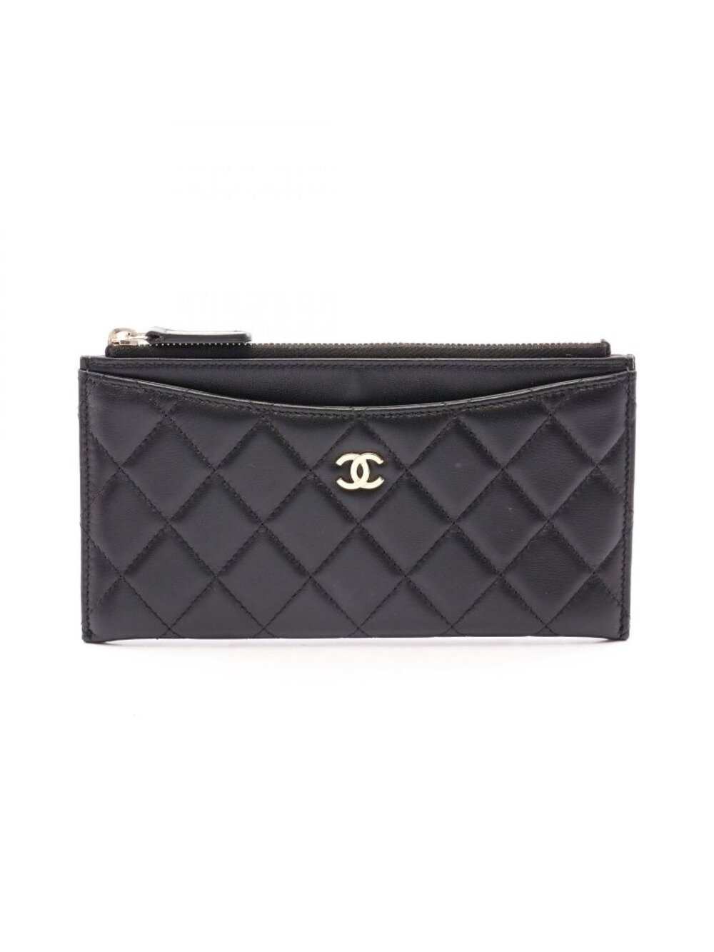 Chanel Pouch Quilted Black Lambskin Slim Wallet